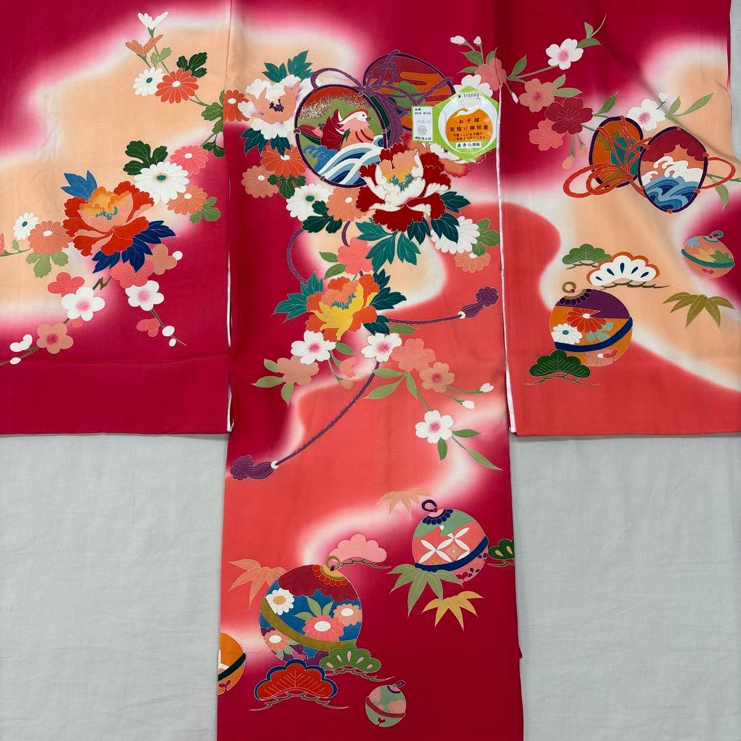 新品☆最高級正絹産着（祝着）特選京友禅手描き美術特選染古典豪華花鼓鴛鴦四季花鈴文