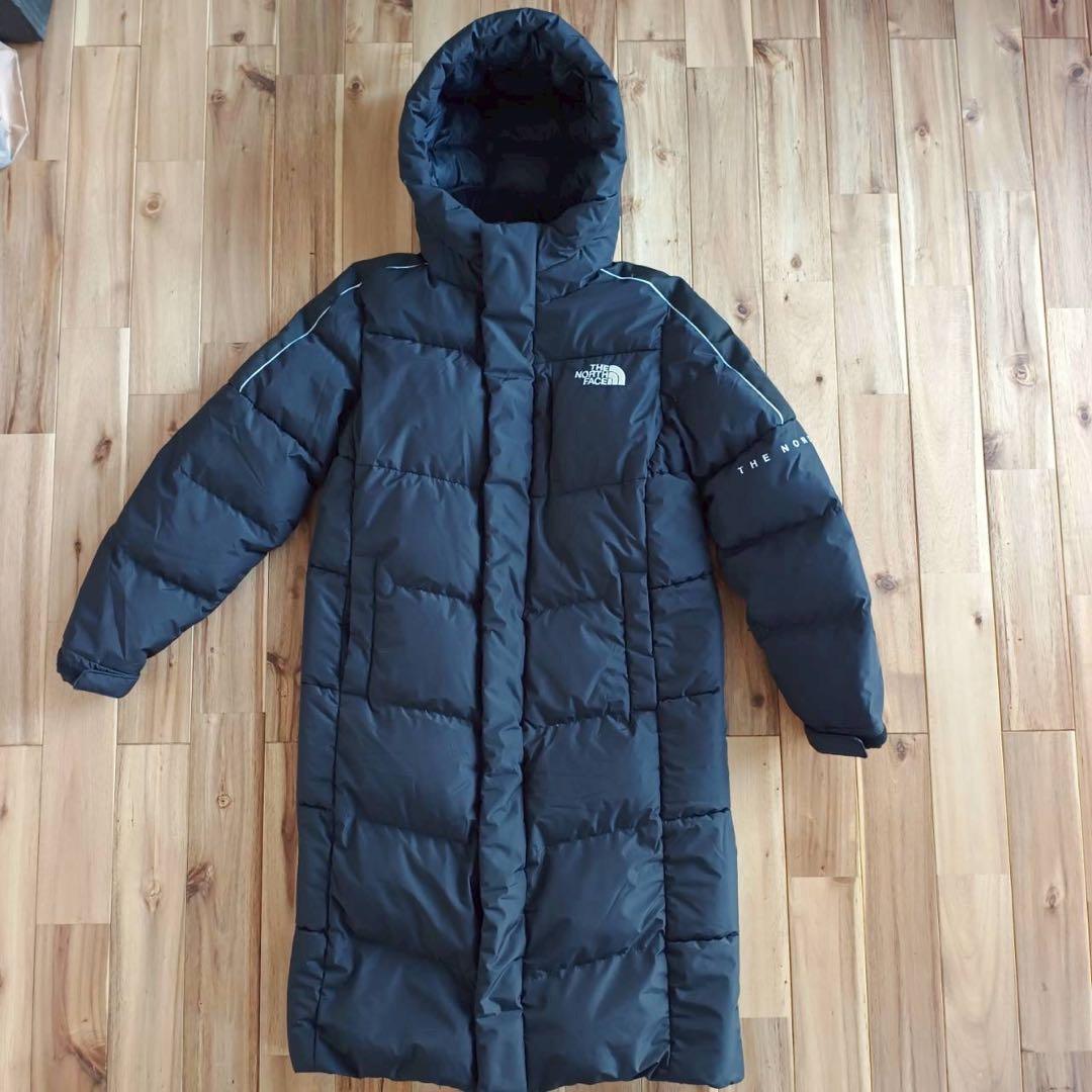 美品　ノースフェイス　ロングダウンジャケット　メンズ XS　ブラック　腕ロゴ