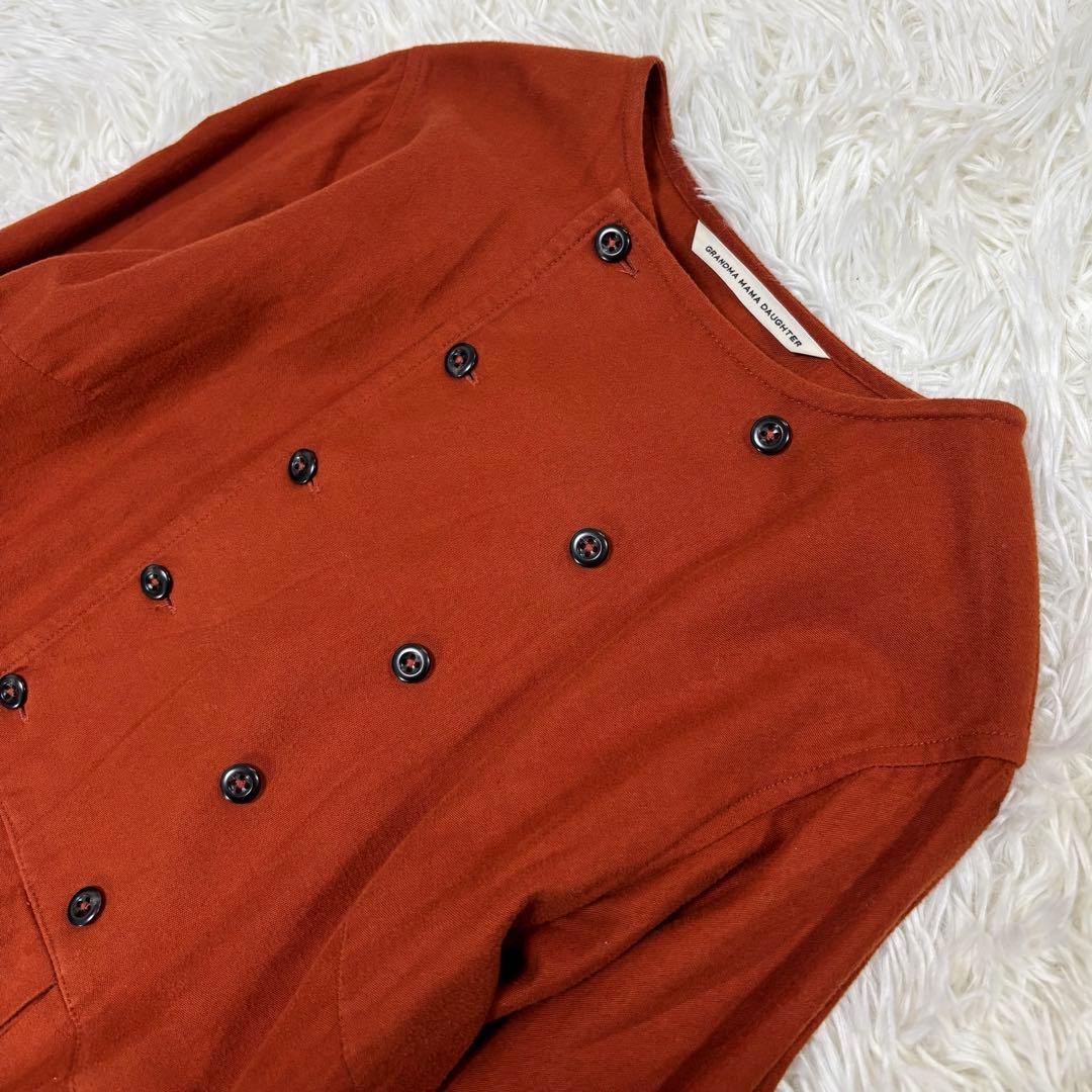 グランマママドーター タック入り フレアロングワンピース オレンジ系 S