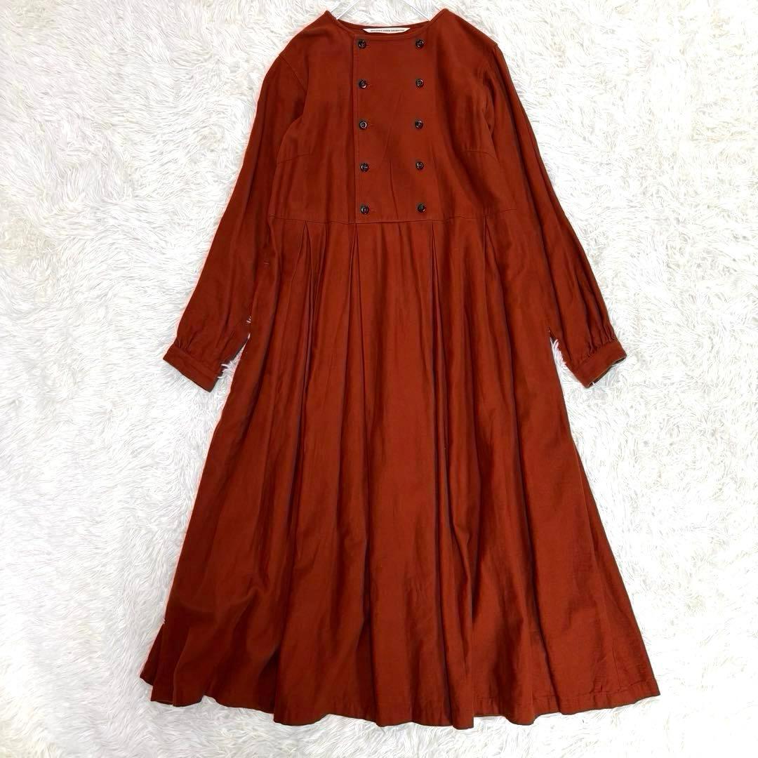 グランマママドーター タック入り フレアロングワンピース オレンジ系 S