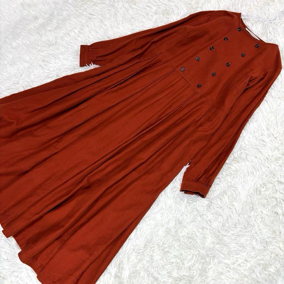 グランマママドーター タック入り フレアロングワンピース オレンジ系 S