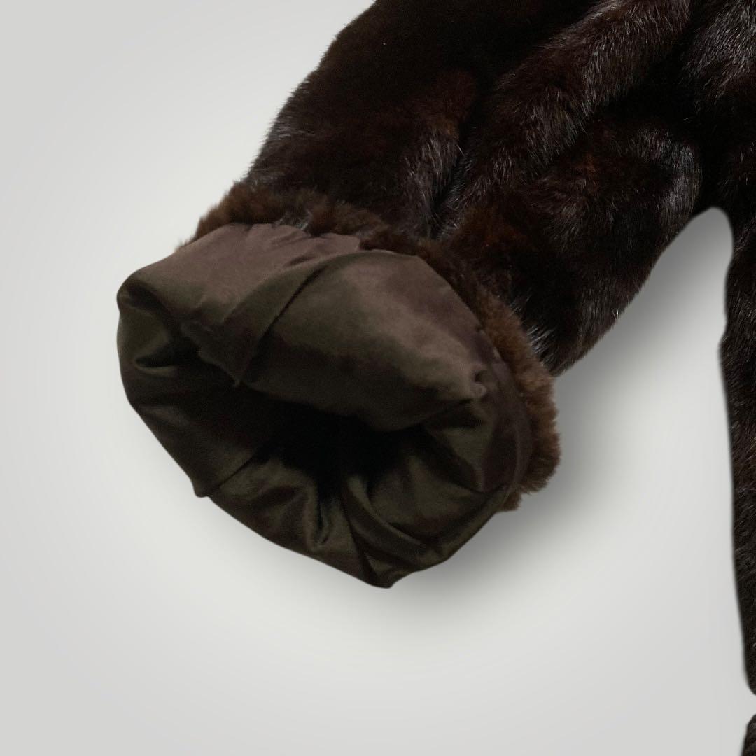 SAGA MINK　銀サガ ダークミンク　ファーコート ハーフコート　13　濃茶