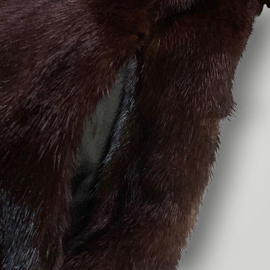 SAGA MINK　銀サガ ダークミンク　ファーコート ハーフコート　13　濃茶