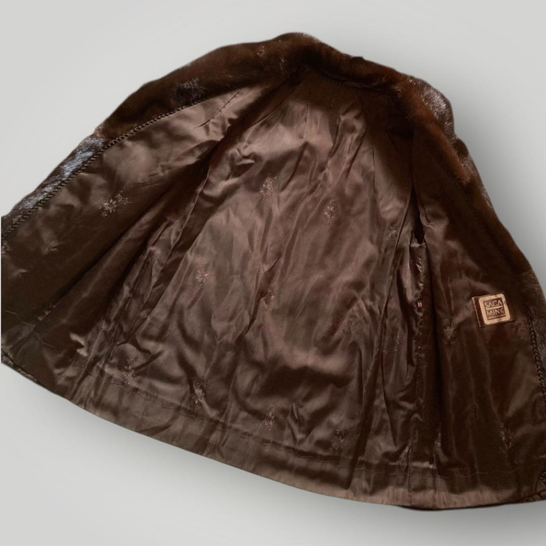 SAGA MINK　銀サガ ダークミンク　ファーコート ハーフコート　13　濃茶