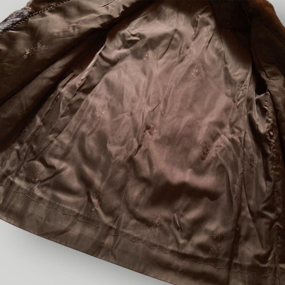 SAGA MINK　銀サガ ダークミンク　ファーコート ハーフコート　13　濃茶