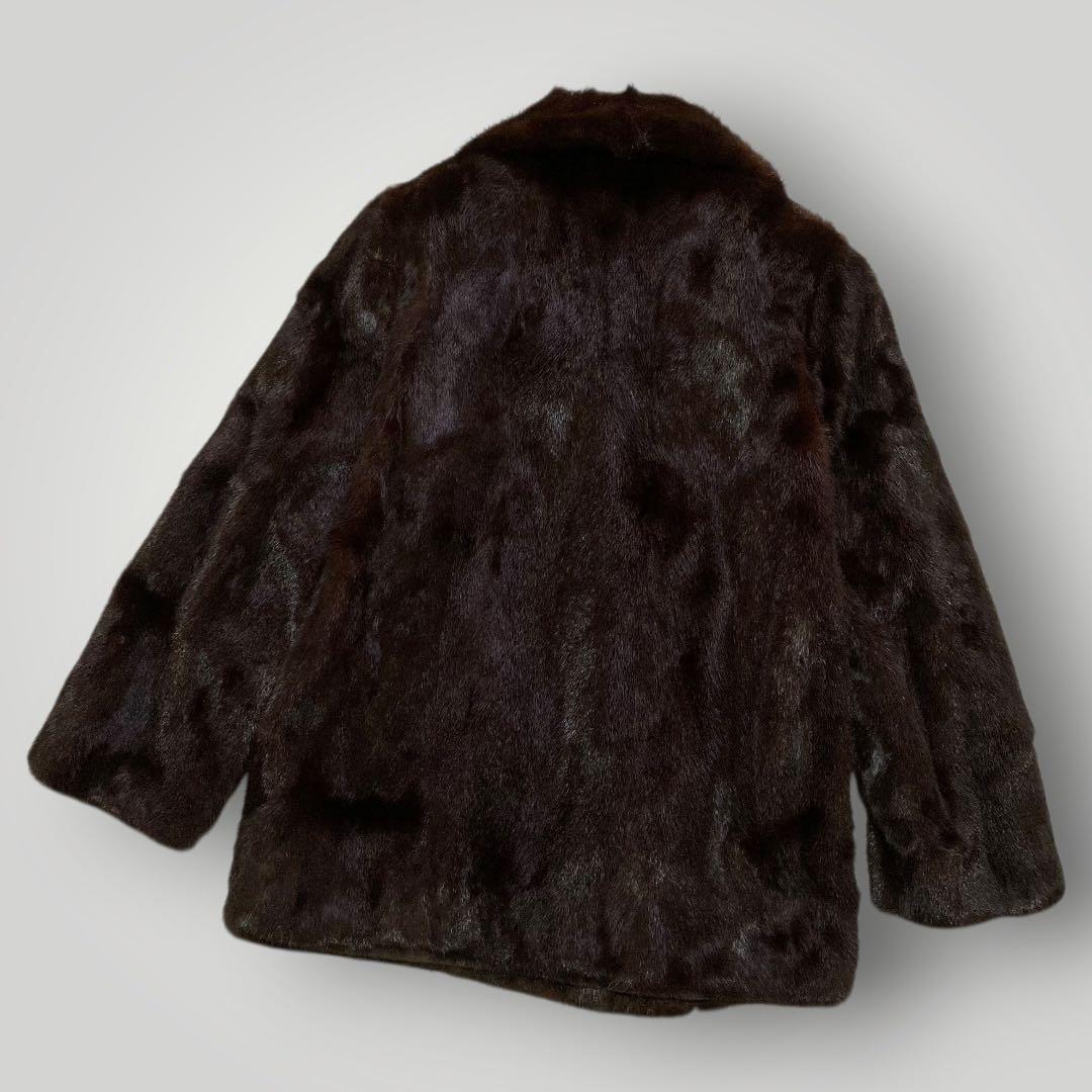 SAGA MINK　銀サガ ダークミンク　ファーコート ハーフコート　13　濃茶