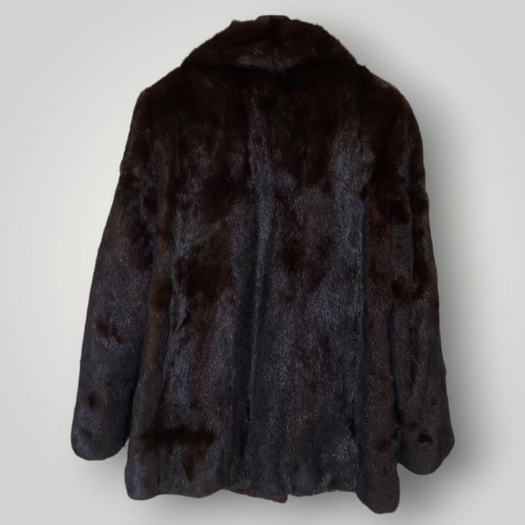 SAGA MINK　銀サガ ダークミンク　ファーコート ハーフコート　13　濃茶
