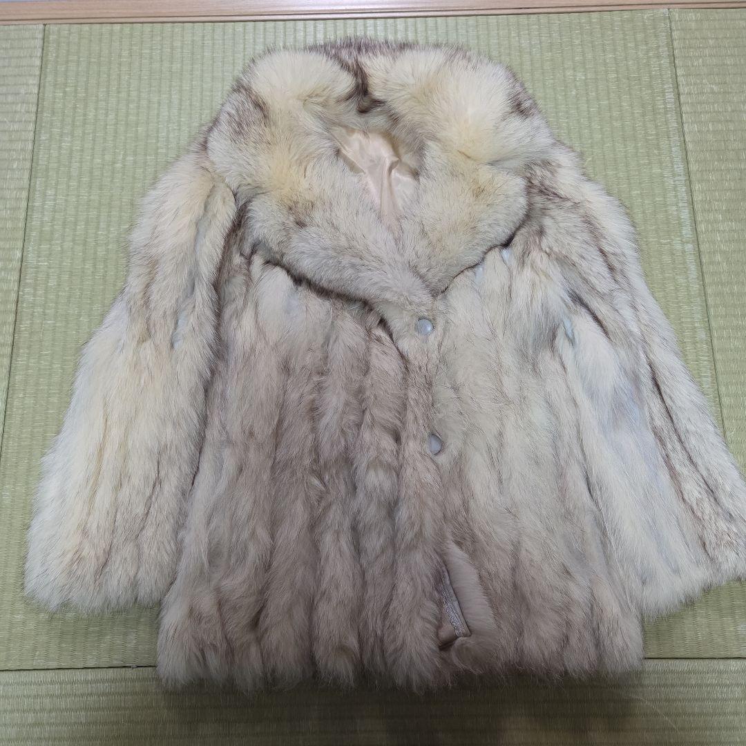 ブルーフォクス コート 肉厚 女優襟 フォクスファー ホワイトフォクス サイズM