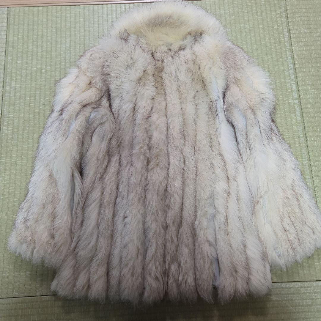 ブルーフォクス コート 肉厚 女優襟 フォクスファー ホワイトフォクス サイズM