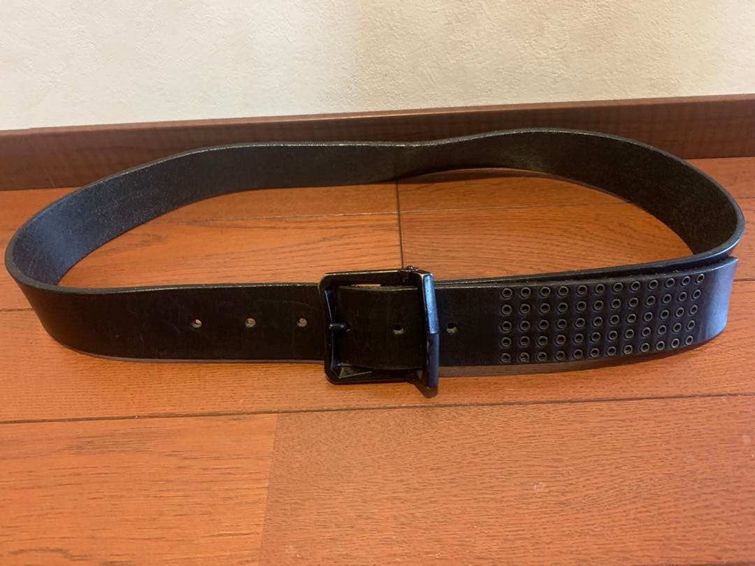 希少高級ディオールオムDIOR HOMMEスタッズレザーベルトブラック90エディ
