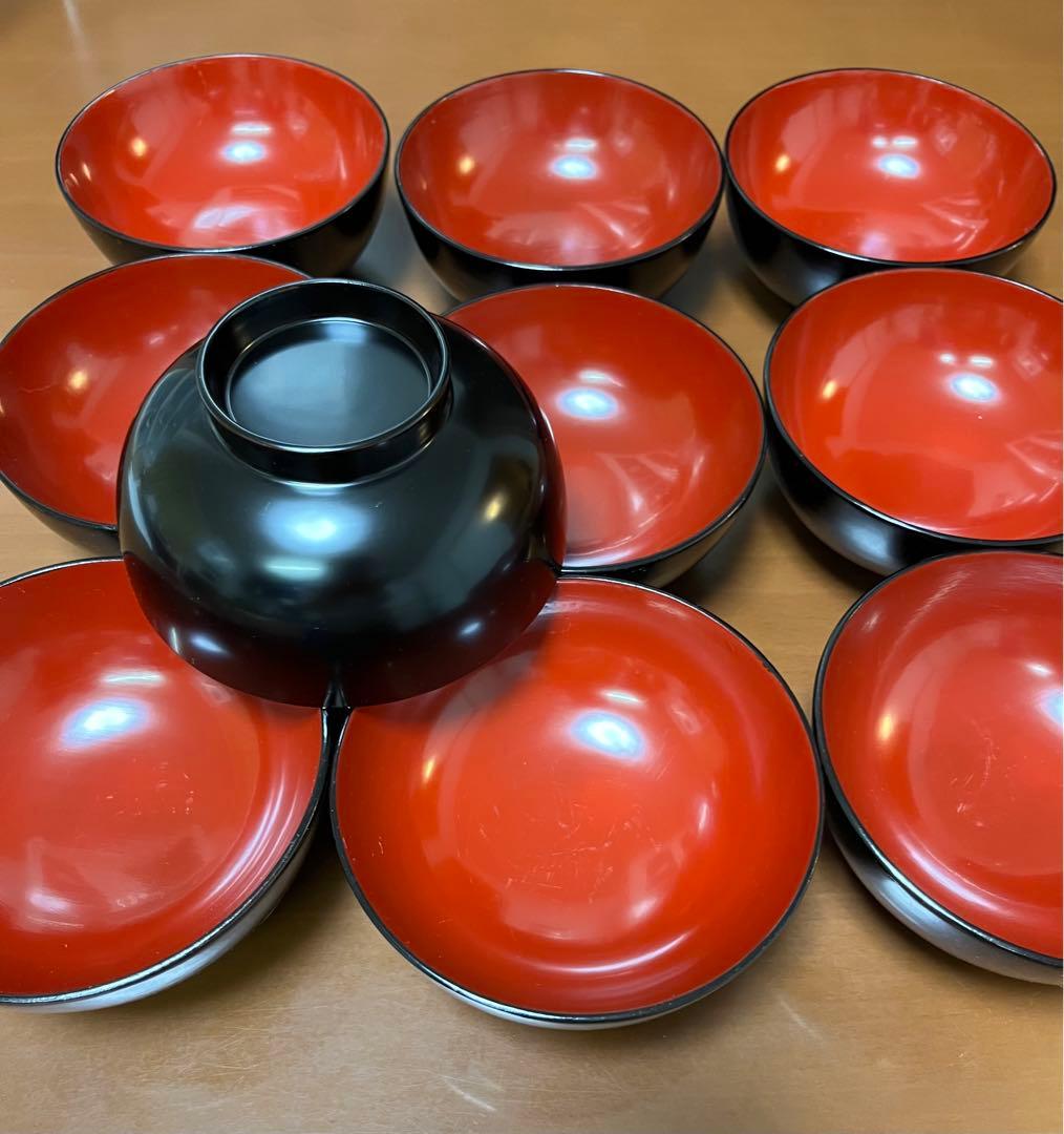伝統工芸　川連漆器　お椀　10個