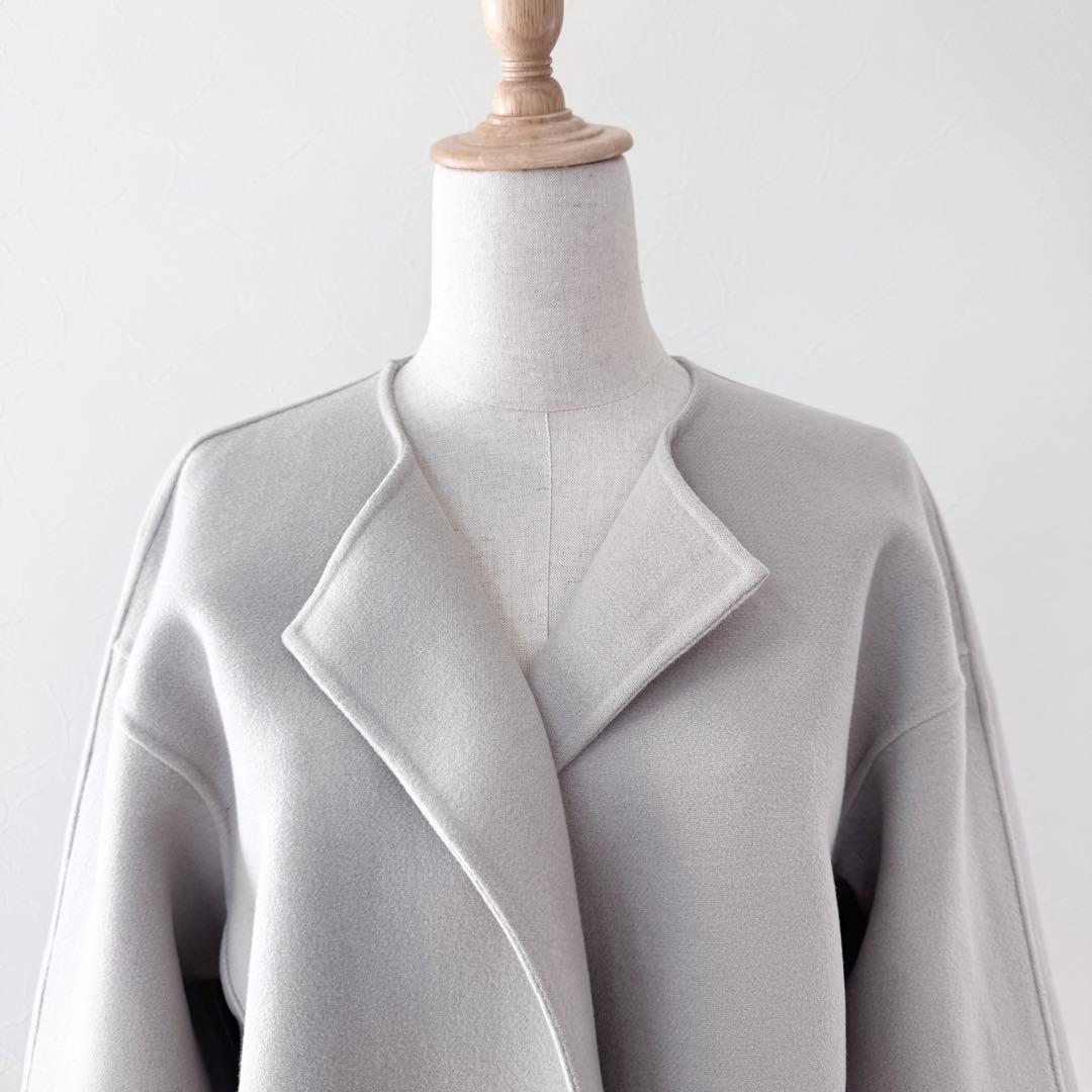 ユナイテッドアローズ／春先に♪ウールリバーノーカラー ショートコート グレージュ