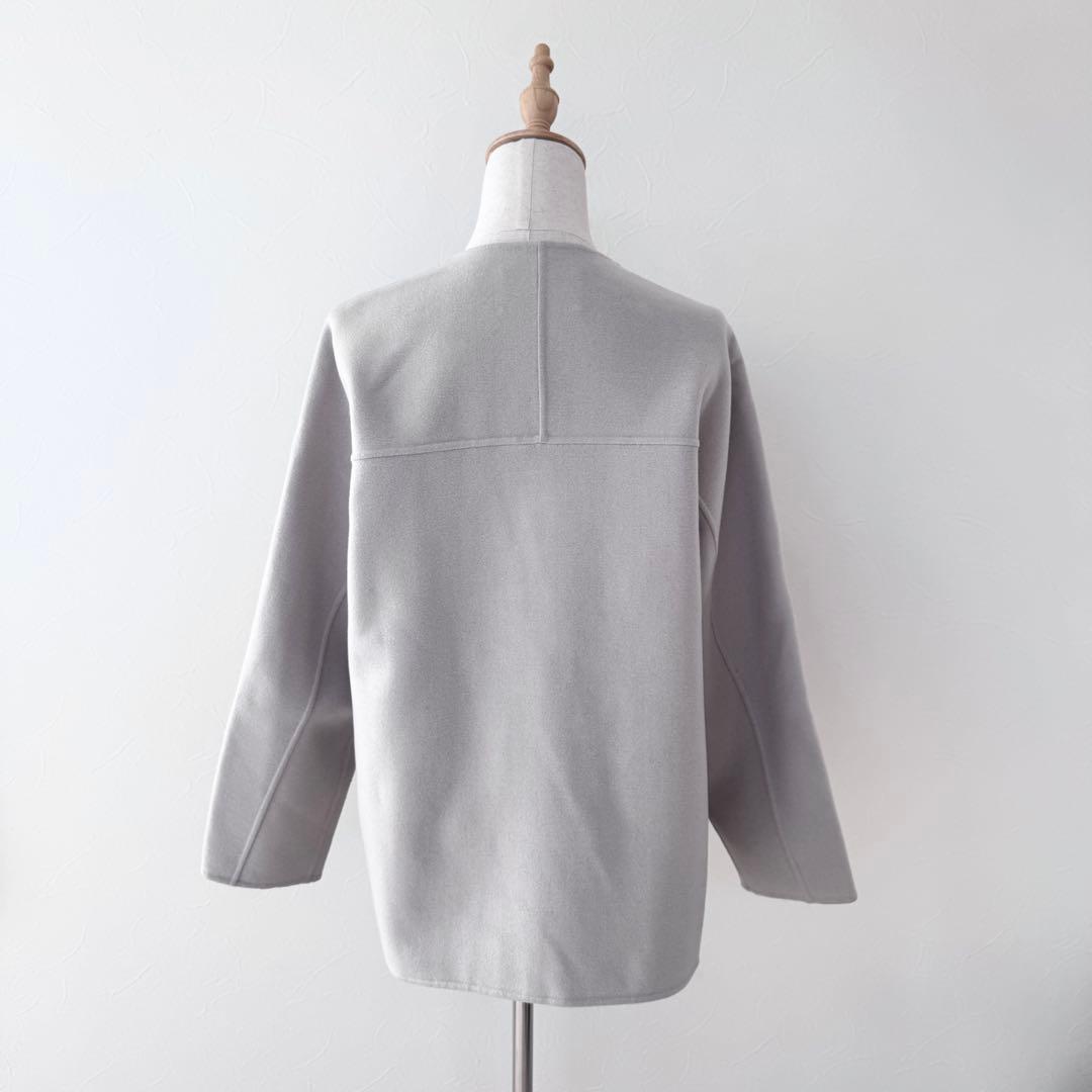 ユナイテッドアローズ／春先に♪ウールリバーノーカラー ショートコート グレージュ