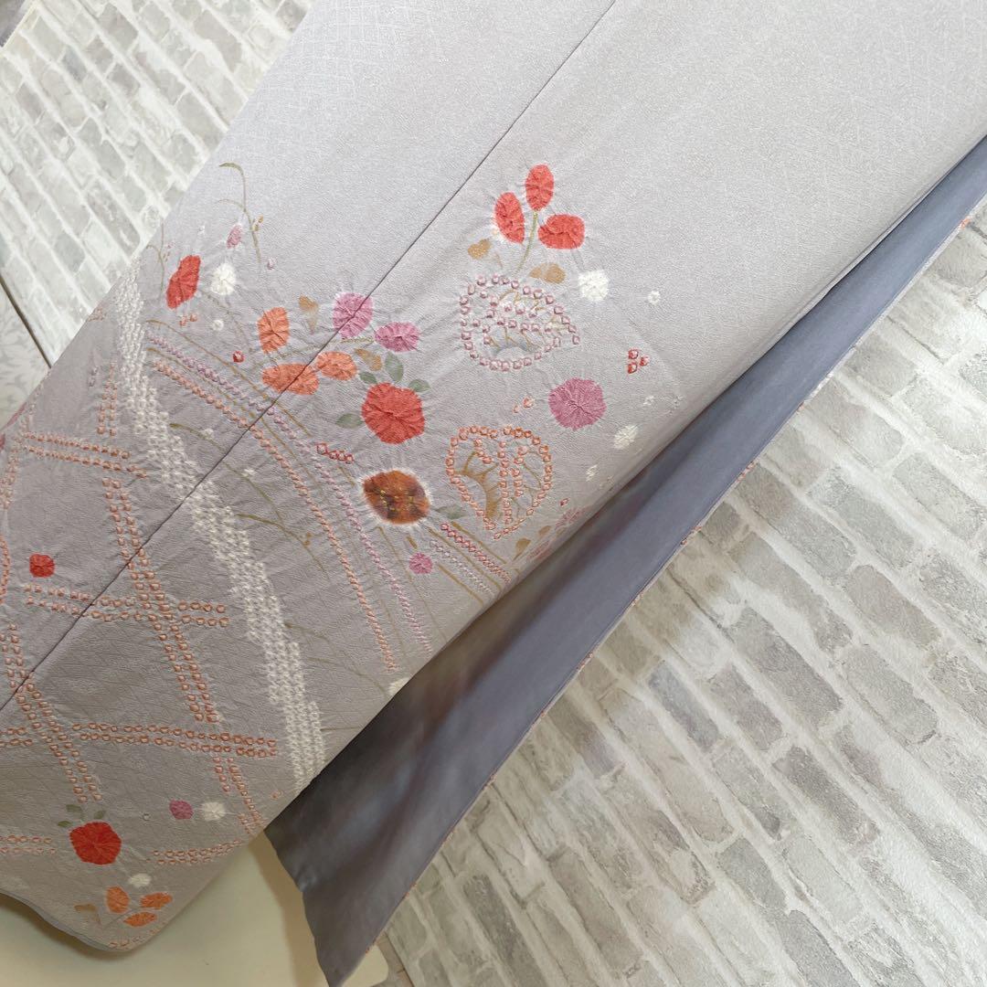 訪問着　フルセット　絞り　鹿の子絞り　金彩加工　着物　P4