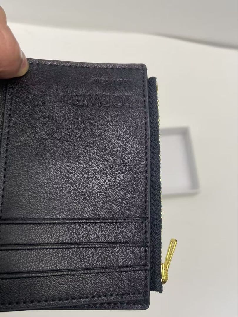 ^_^ LOEWE ネイビー 三つ折り財布