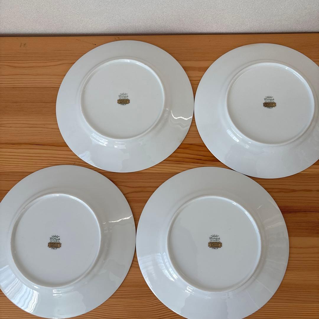 廃盤品 リチャードジノリ インペログリーン プレート 約24.5cm 4枚セット