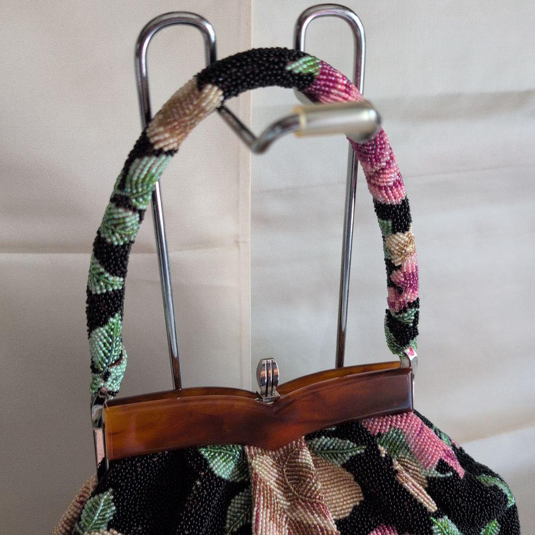 高級和装ビーズ刺繍バック 花柄　和装バック　成人式　 美品