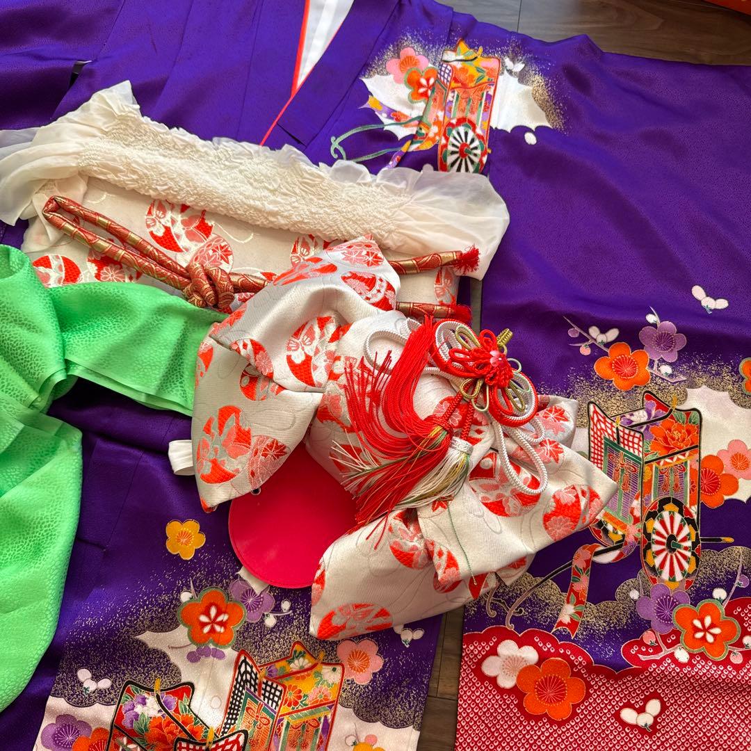 七五三　7歳　紫　フルセット　アンティーク