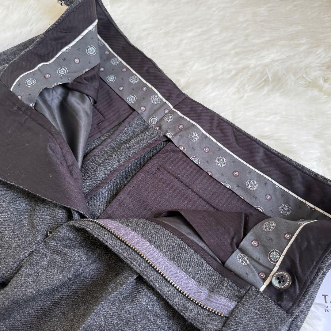 タケオキクチ⭐️ シェットランドウール パンツ グレー M スーツ スラックス