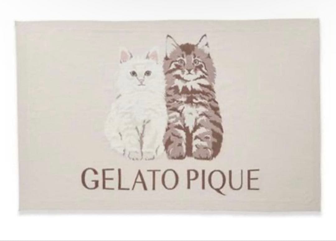 ツインキャットジャガードブランケット　ジェラートピケ