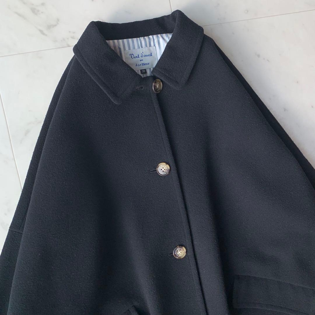 ルミノア ロイヤルジーロンウールメルトンコート ワイドシルエット 日本製 黒