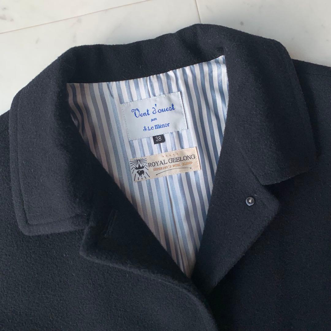 ルミノア ロイヤルジーロンウールメルトンコート ワイドシルエット 日本製 黒
