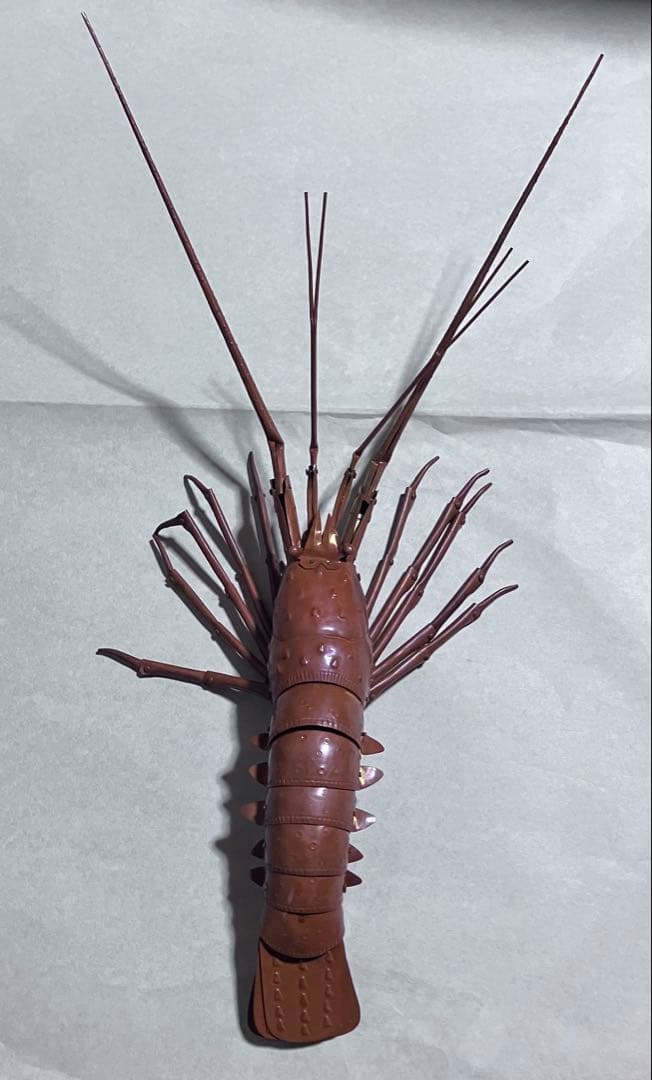 ☆0129 金属製自在置物　海老　五十一代明珍宗之作