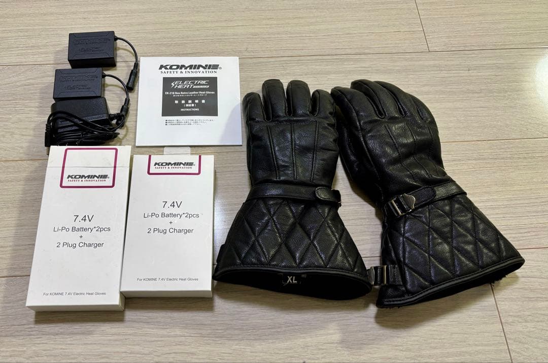 KOMINE 電熱グローブ　XL バッテリーセット×2付き