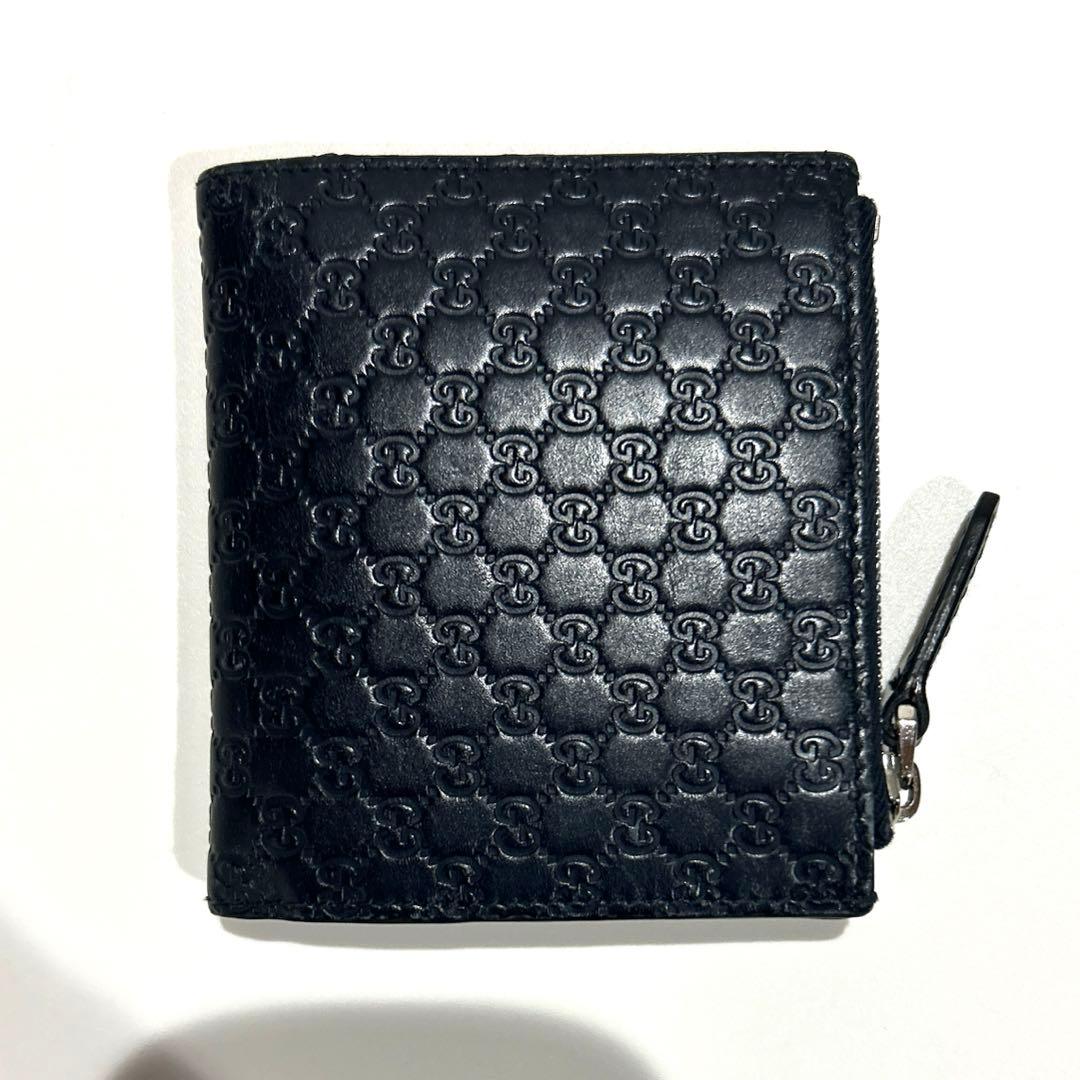 最安値⭐️超美品 グッチ マイクロGG 二つ折り レザー ブラック 正規品