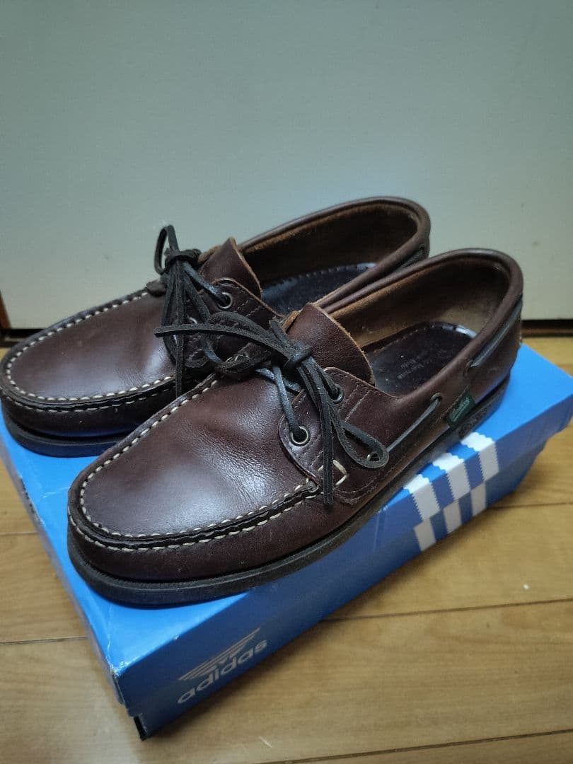 paraboot barth ブラウンレザー デッキシューズ UK6.0