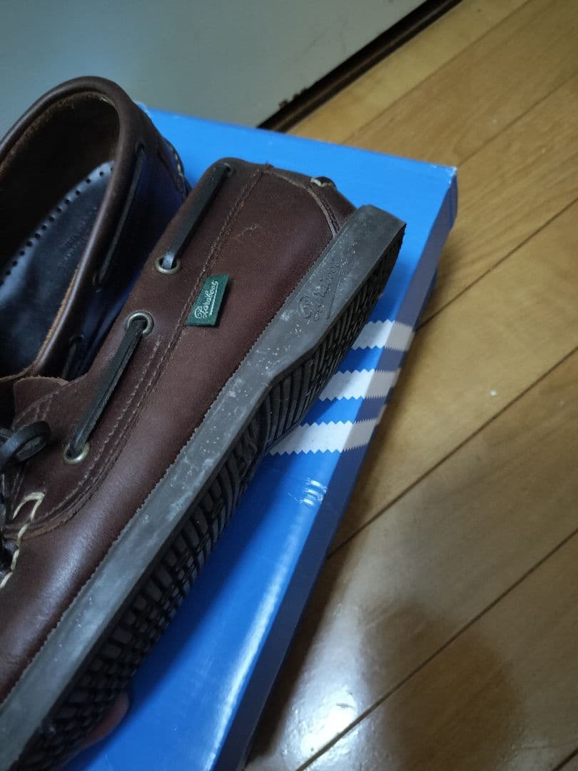 paraboot barth ブラウンレザー デッキシューズ UK6.0
