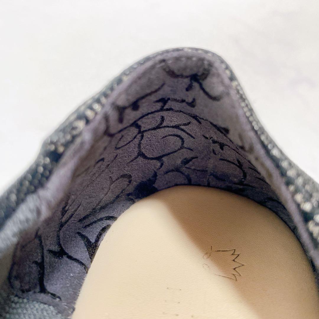 卑弥呼 ふかふかスニーカーパンプス グレンチェック リボン ブラック23.5cm