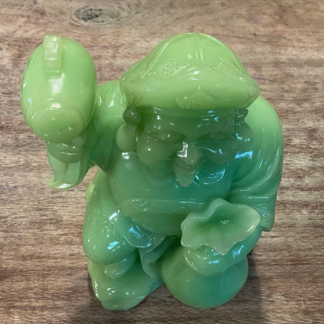 希少！大きな 大黒天 翡翠 グリーン 七福神 縁起物 商売繁盛 金運 無病息災
