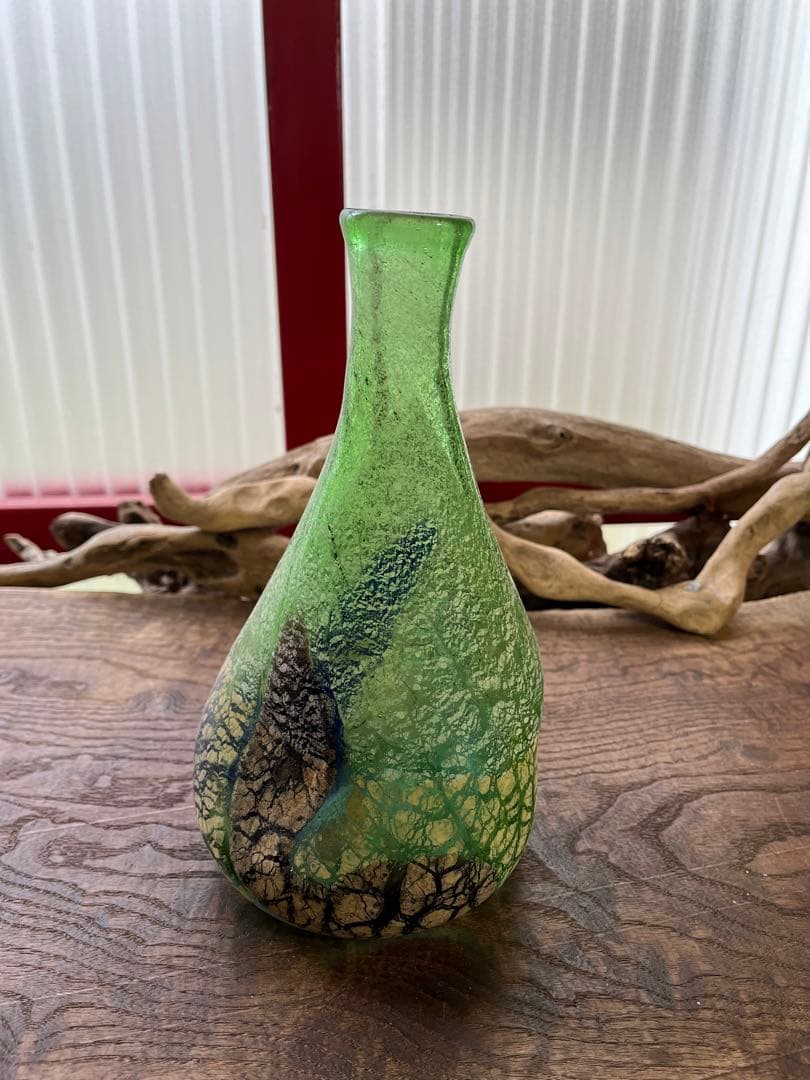 希少！／稲嶺盛吉／花瓶／琉球ガラス／民芸品【未使用品】