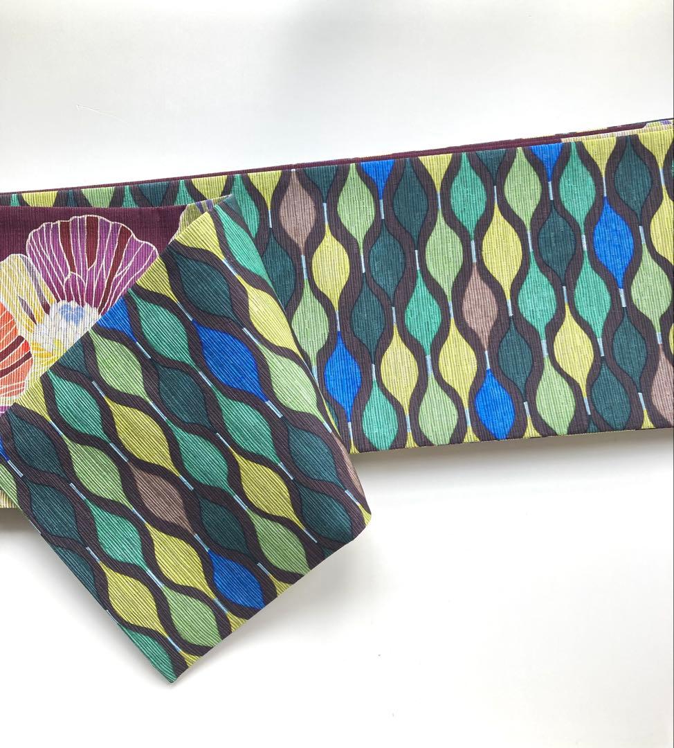 召しませ花　半幅帯　アネモネ　リバーシブル　長尺