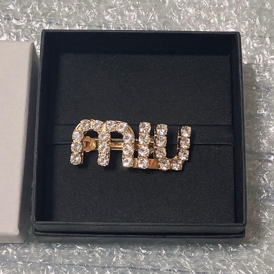 MIUMIU クリスタル ヘアクリップ ゴールド 正規品