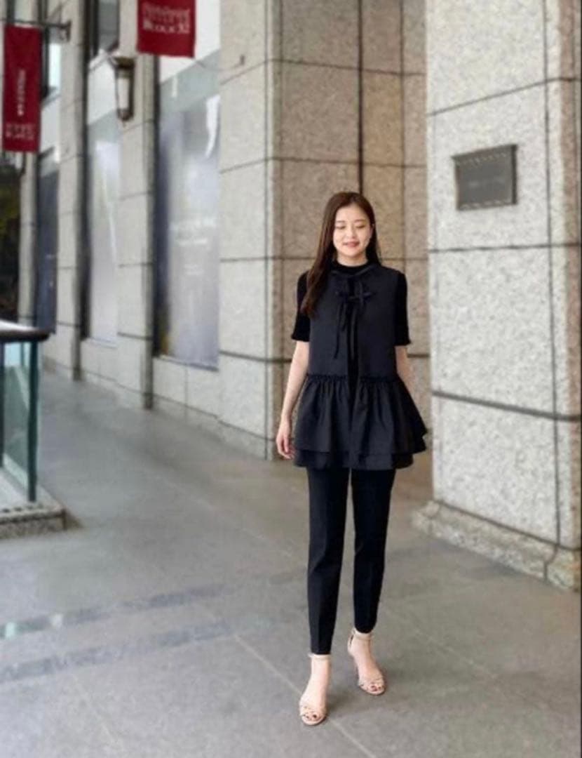 エムプルミエ グログランオープンリボンペプラムジレ　38サイズ