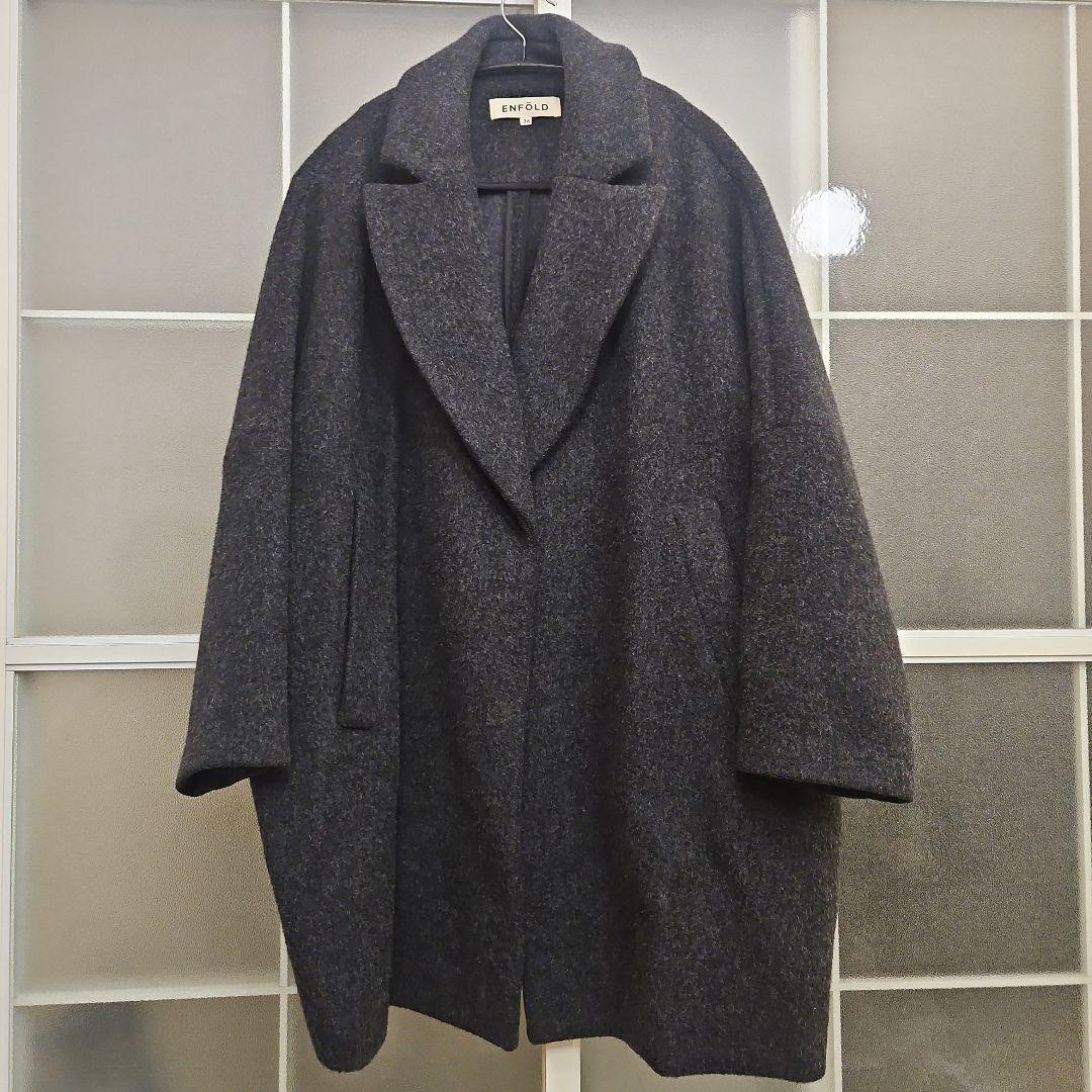 ENFOLDエンフォルド ショートビーバーボックスコクーンコート