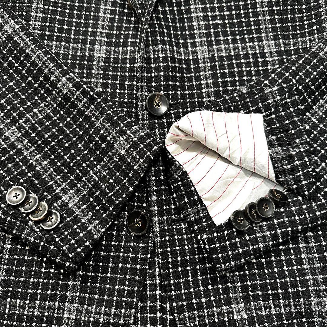 未使用級 XL相当◎ザジジ ウールツイードアンコンジャケット DEGAS 黒50