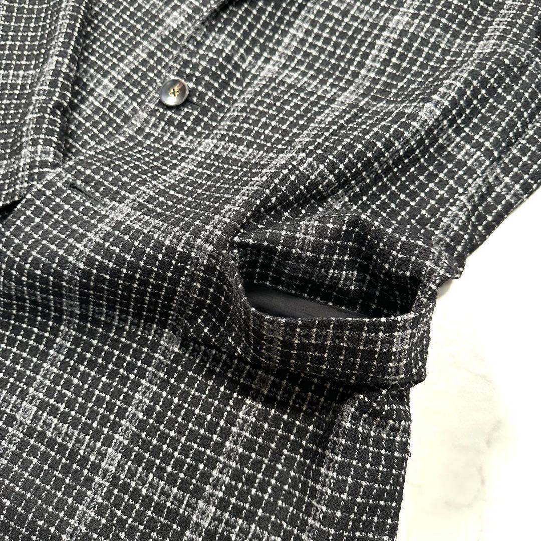 未使用級 XL相当◎ザジジ ウールツイードアンコンジャケット DEGAS 黒50