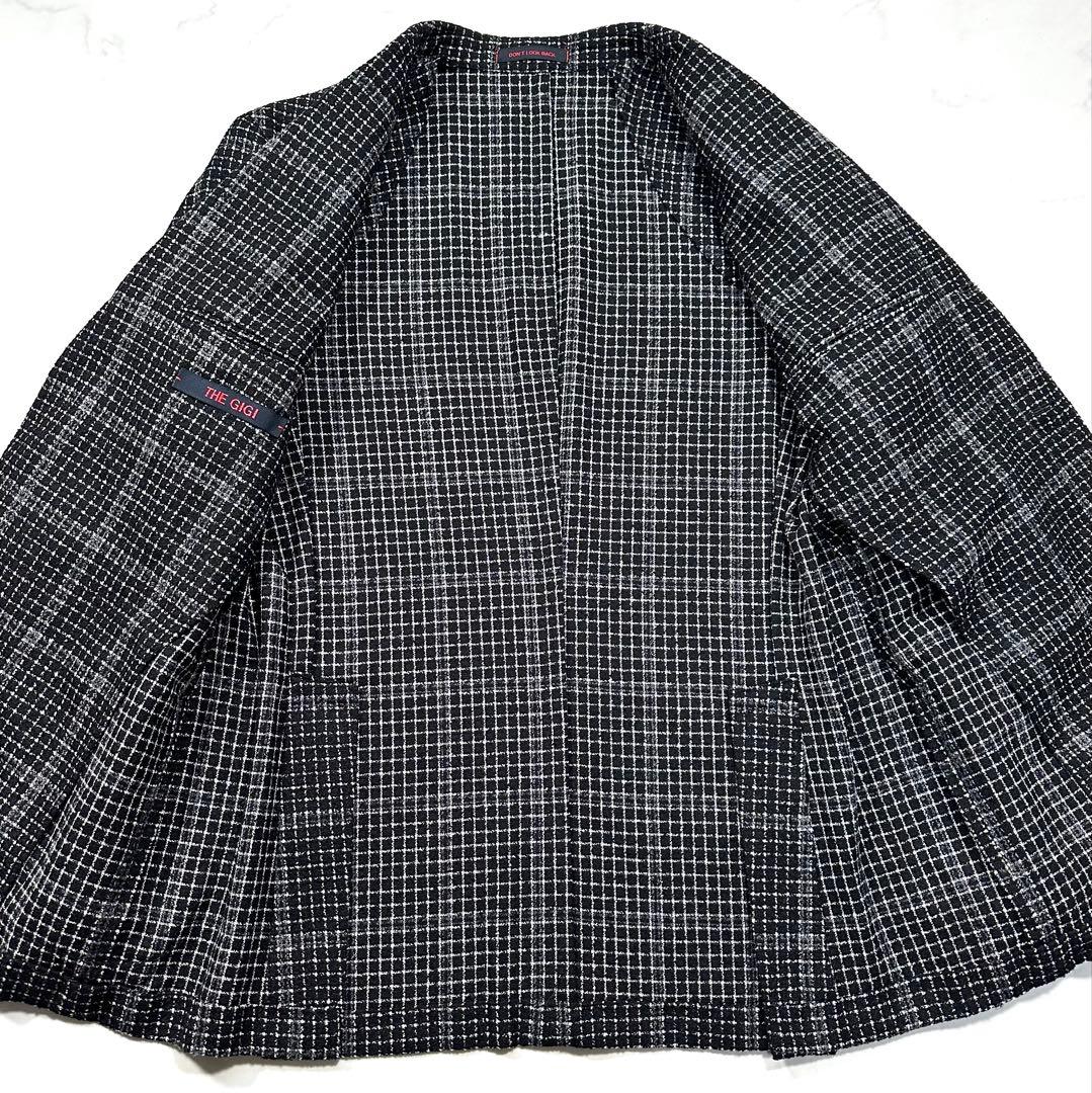 未使用級 XL相当◎ザジジ ウールツイードアンコンジャケット DEGAS 黒50