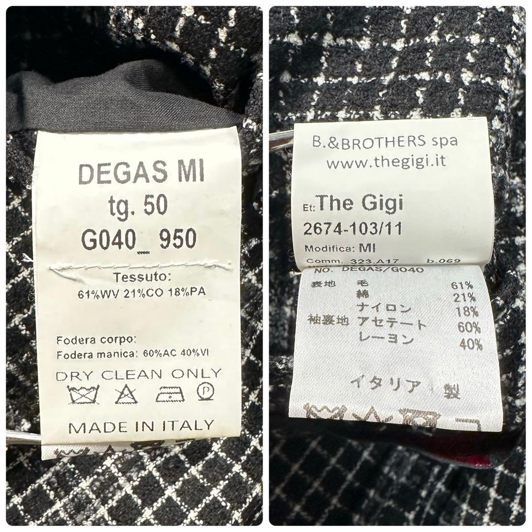 未使用級 XL相当◎ザジジ ウールツイードアンコンジャケット DEGAS 黒50