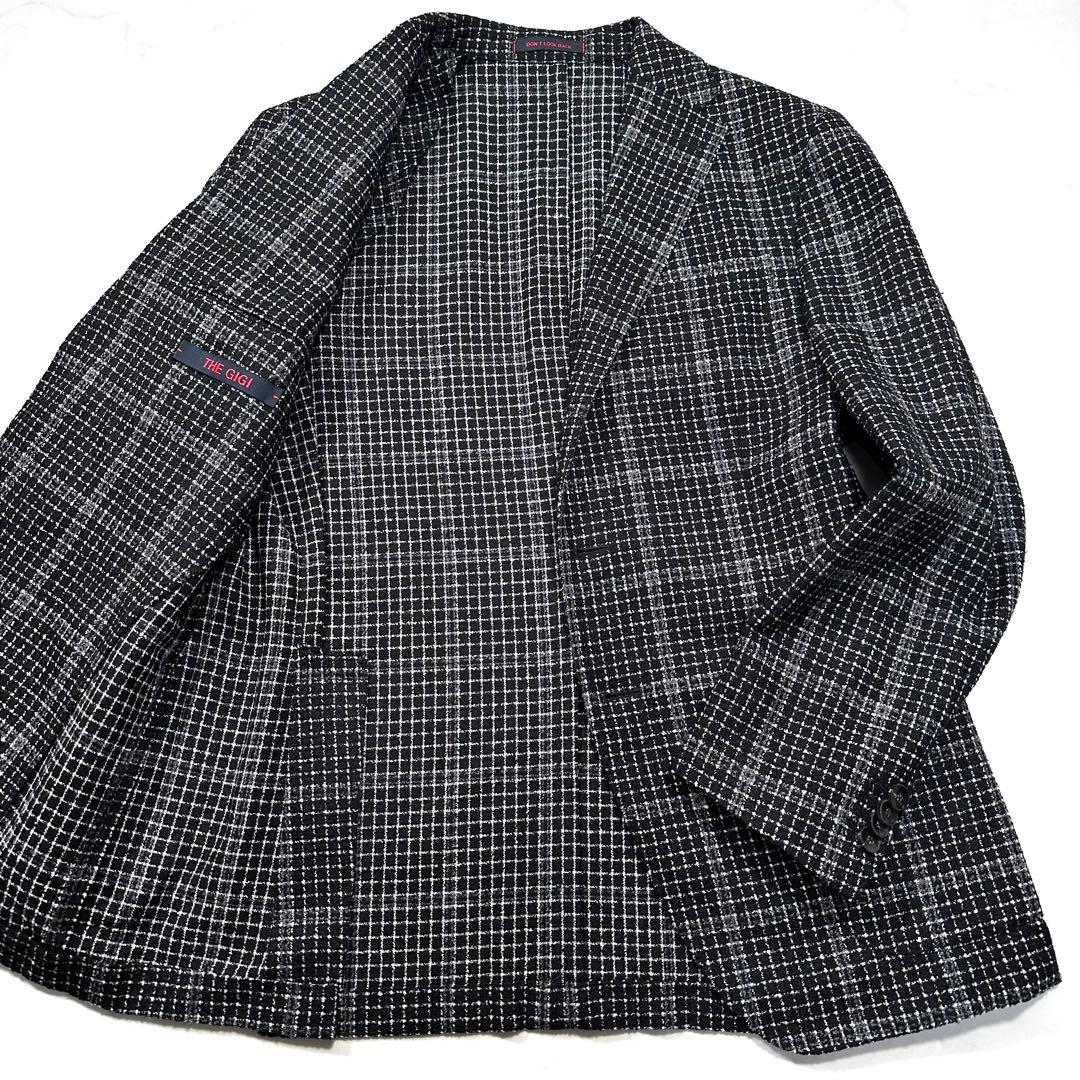 未使用級 XL相当◎ザジジ ウールツイードアンコンジャケット DEGAS 黒50