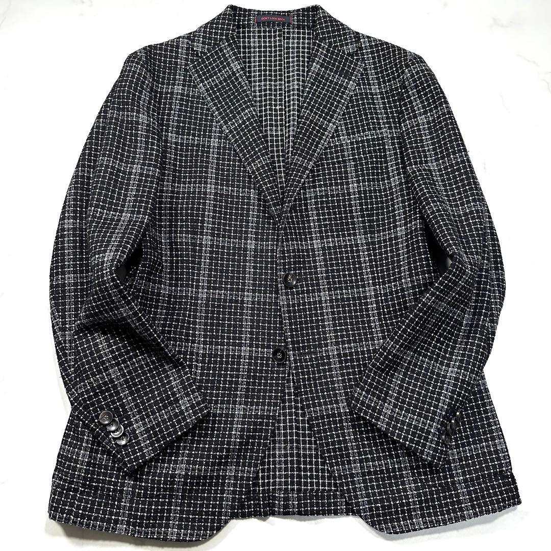 未使用級 XL相当◎ザジジ ウールツイードアンコンジャケット DEGAS 黒50