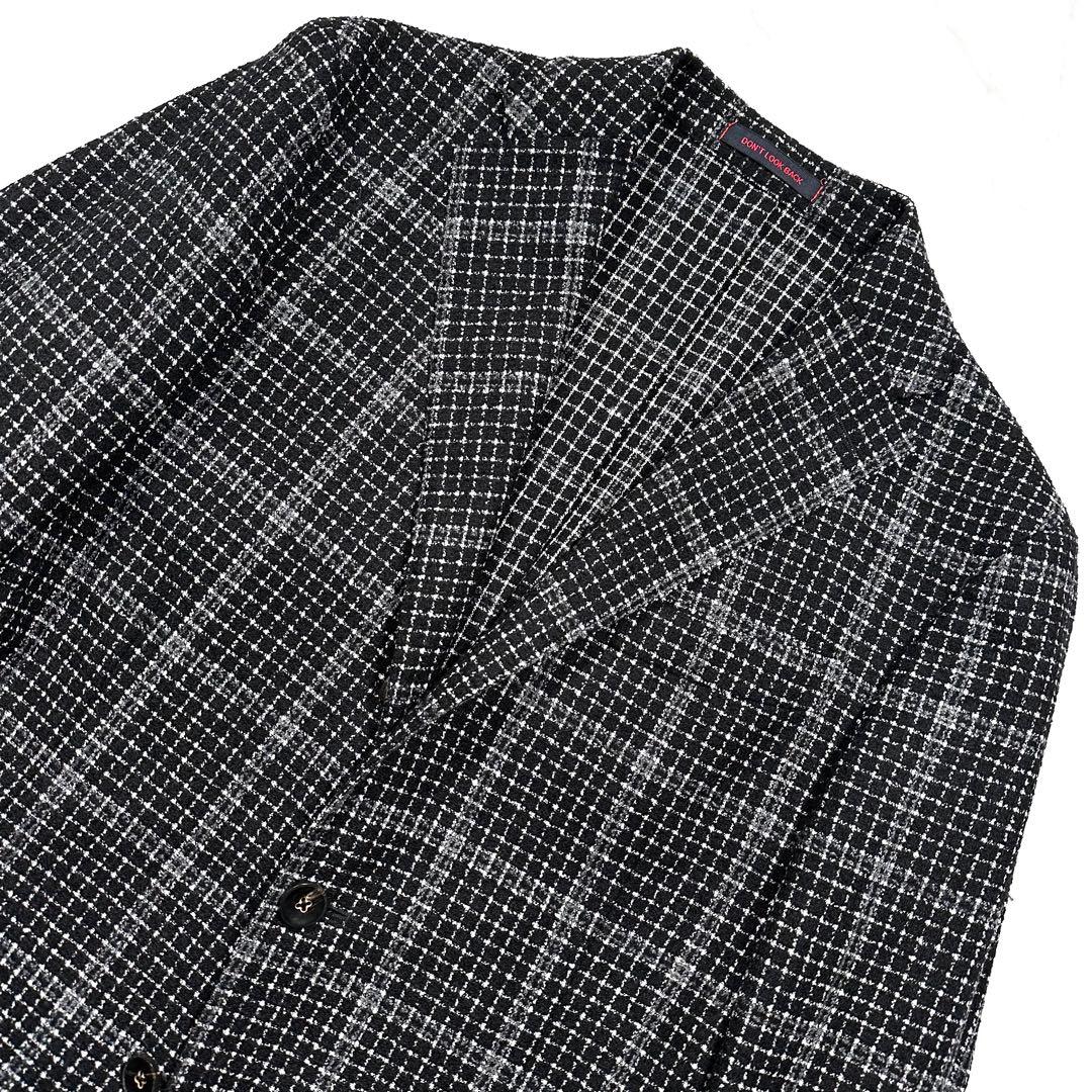 未使用級 XL相当◎ザジジ ウールツイードアンコンジャケット DEGAS 黒50