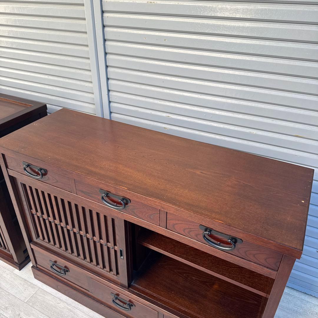 駿河随　食器棚 和風 和室 水屋箪笥 水屋タンス 引き戸 膳戸棚 無垢