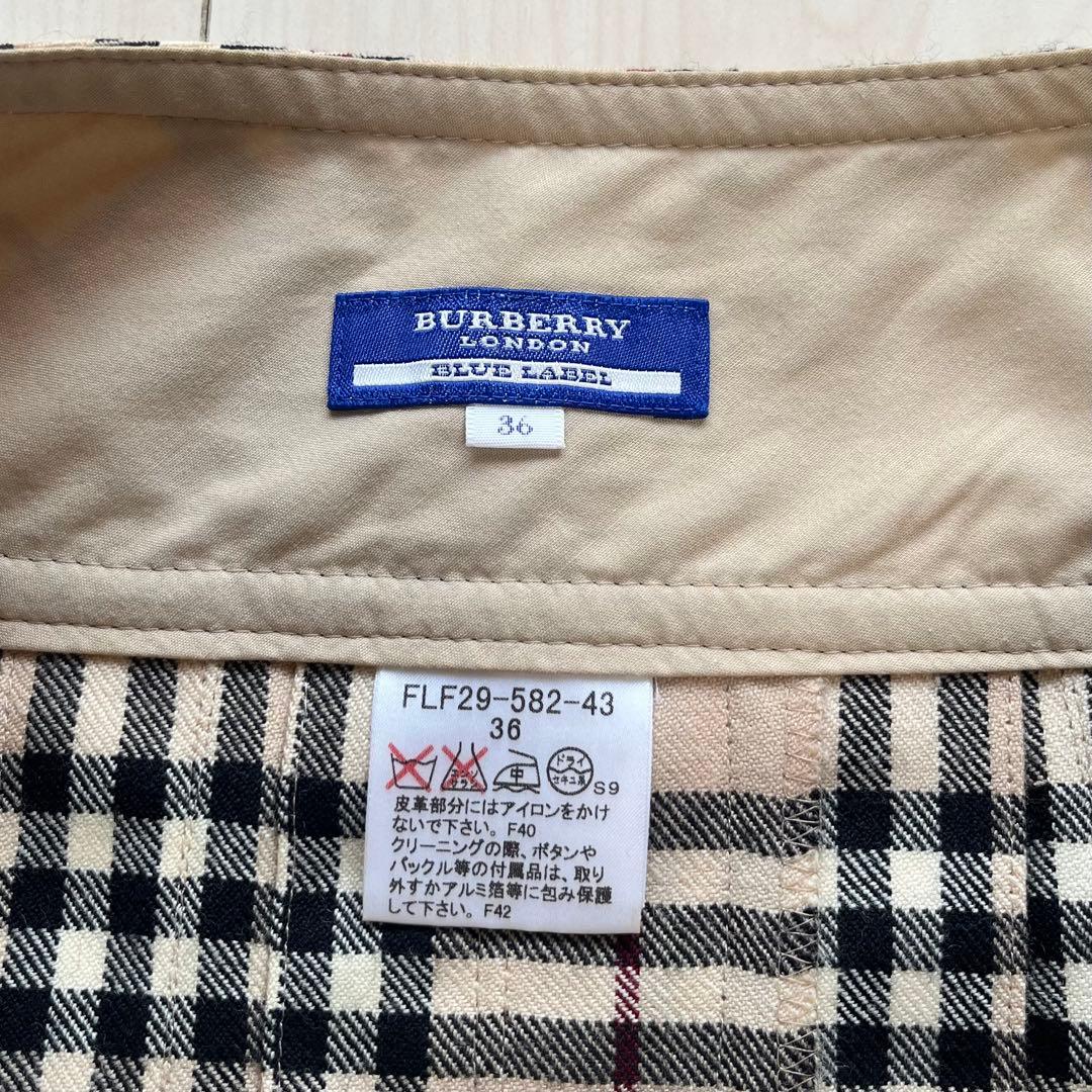 Y2Kバーバリーブルーレーベル ノバチェック プリーツ ラップ ミニ スカート