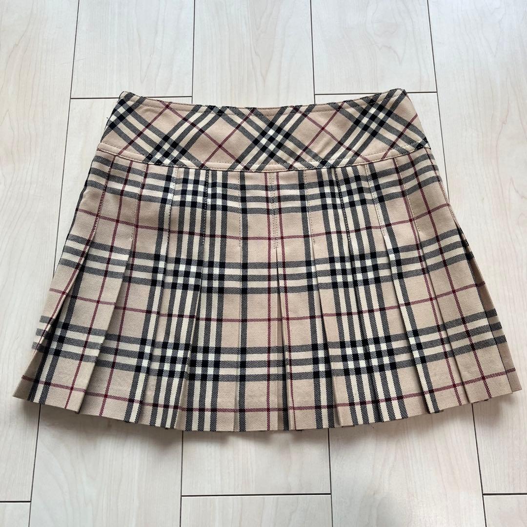 Y2Kバーバリーブルーレーベル ノバチェック プリーツ ラップ ミニ スカート