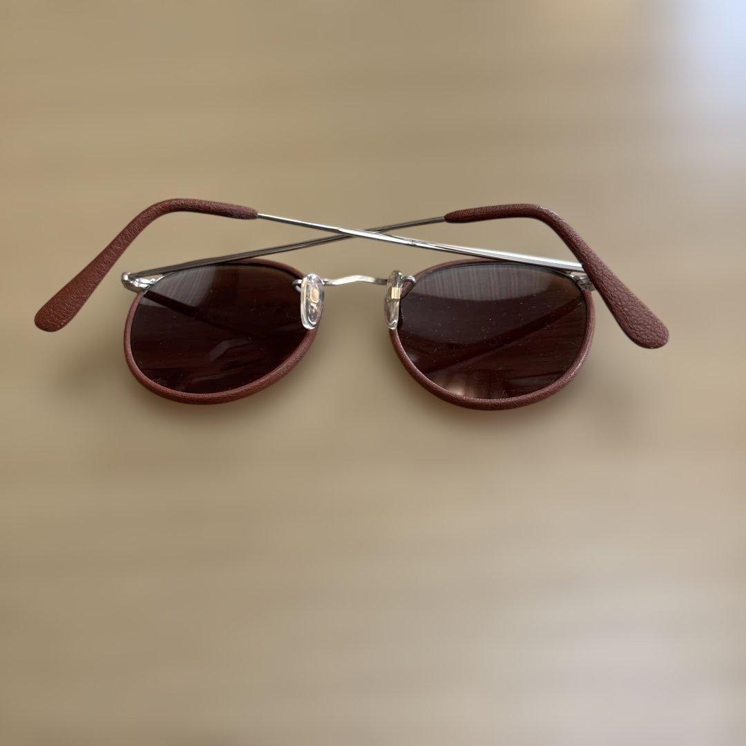 80sレザーフレームサングラス白山眼鏡ケース付き MADE IN ENGLAND