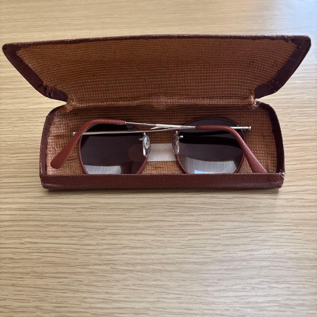 80sレザーフレームサングラス白山眼鏡ケース付き MADE IN ENGLAND